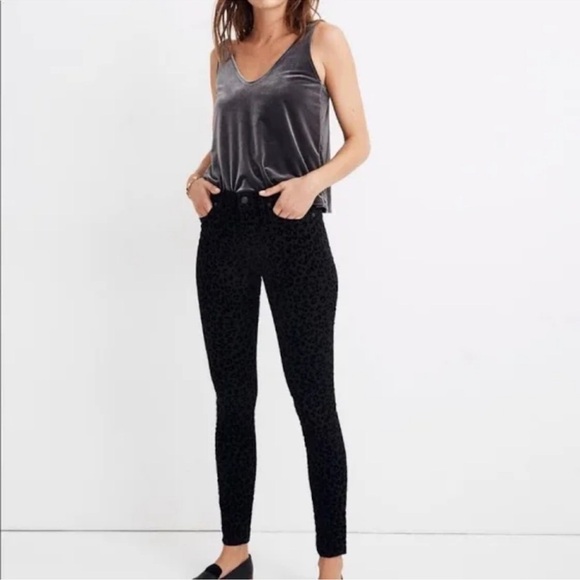 Madewell 9” midrise skinny black leopard print size 28 - Picture 2 of 4